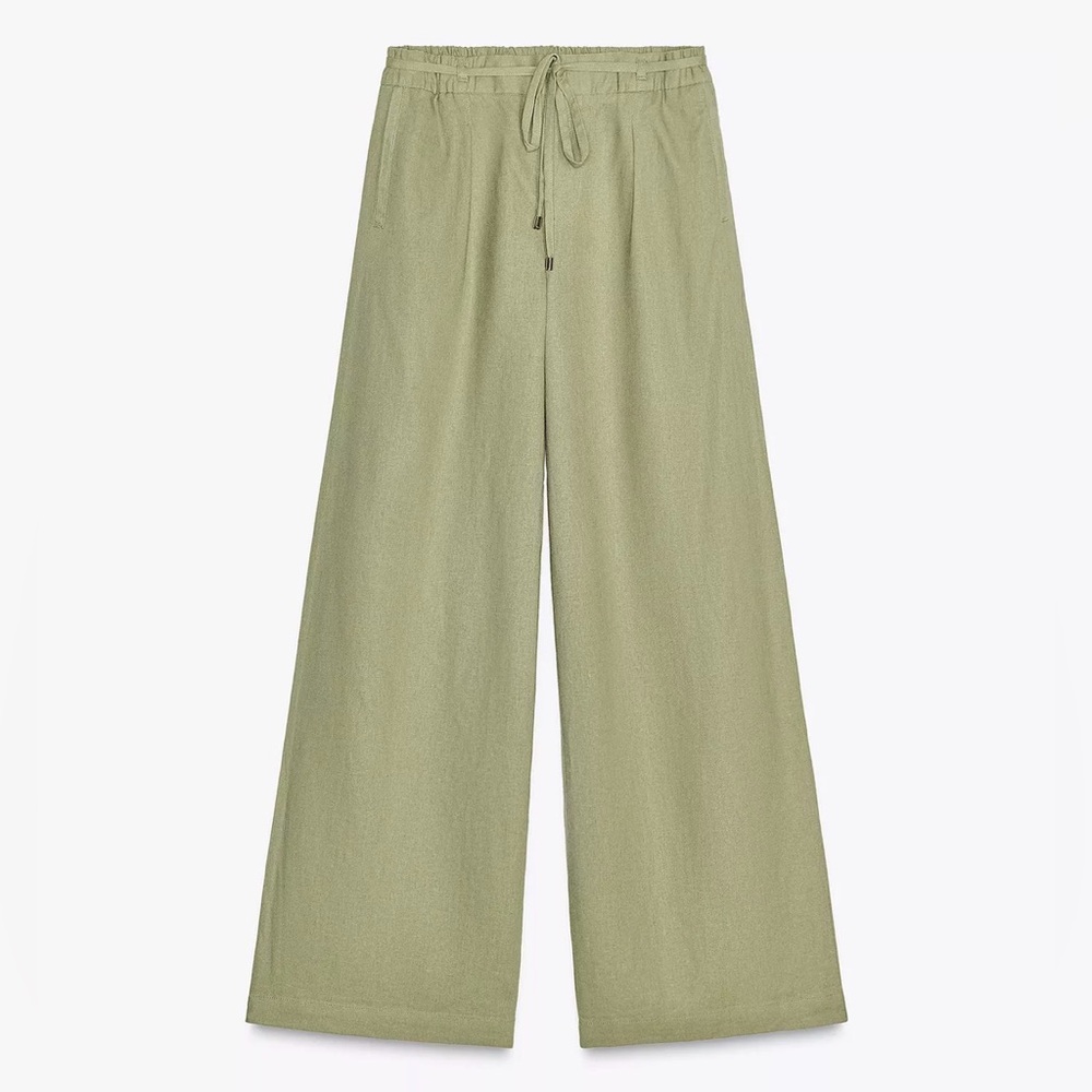 Wide Leg Linen Drawstring Pants